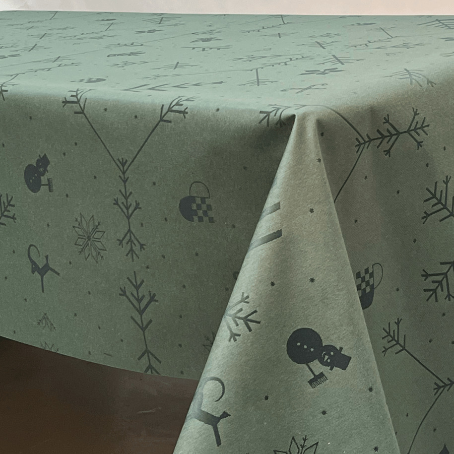 Engholm Textiles - Akryldug 140cm  NOEL Grøn med antislip - i metermål
