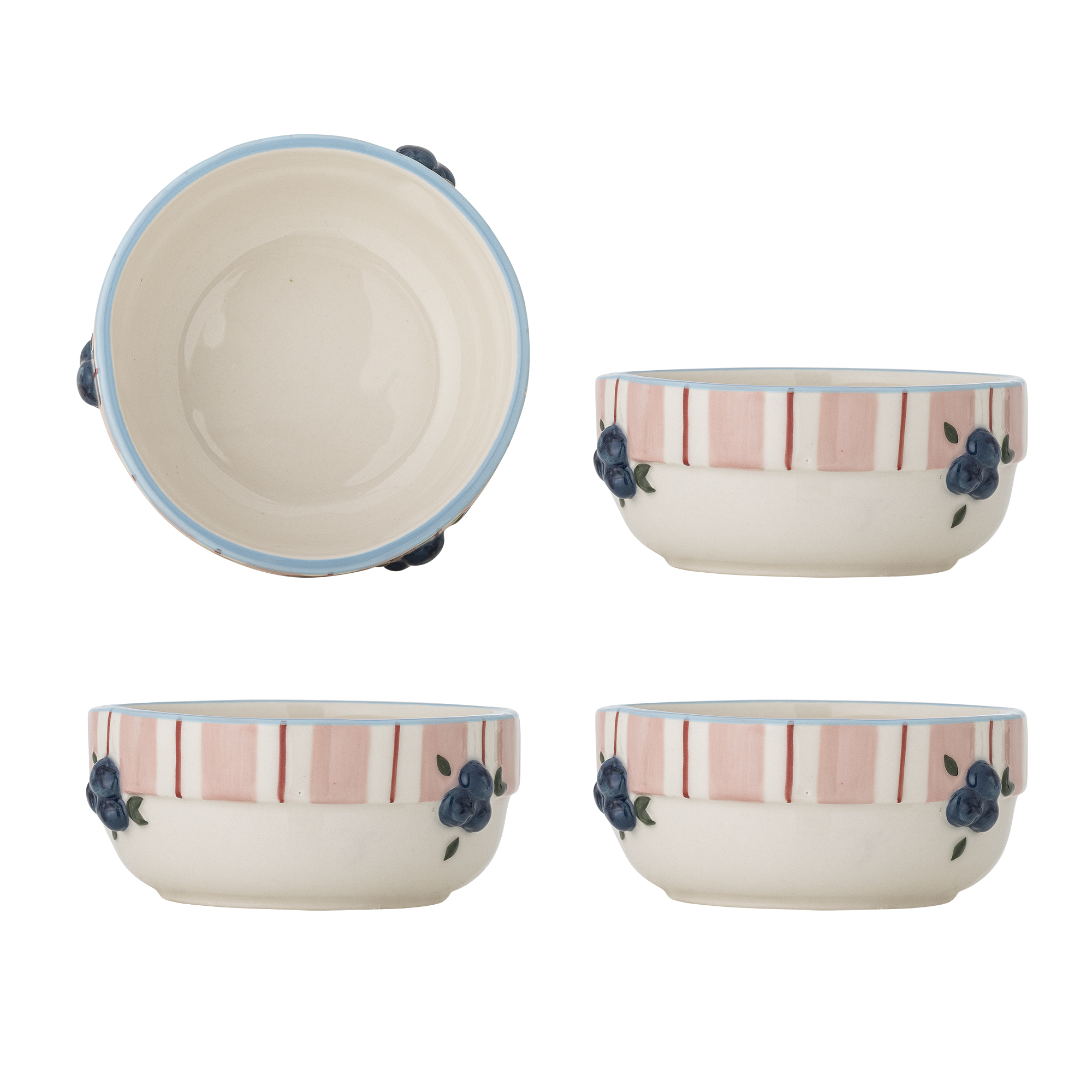 Bloomingville - Carry Skål, Rosa, Stentøj, D13,5xH6 cm, Set of 4 billede