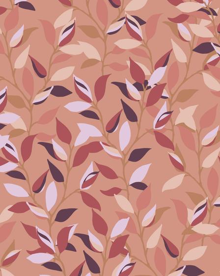 Engholm Textiles - Akryldug med antiskrid Leaves Terracotta Notes by Susanne Schjerning