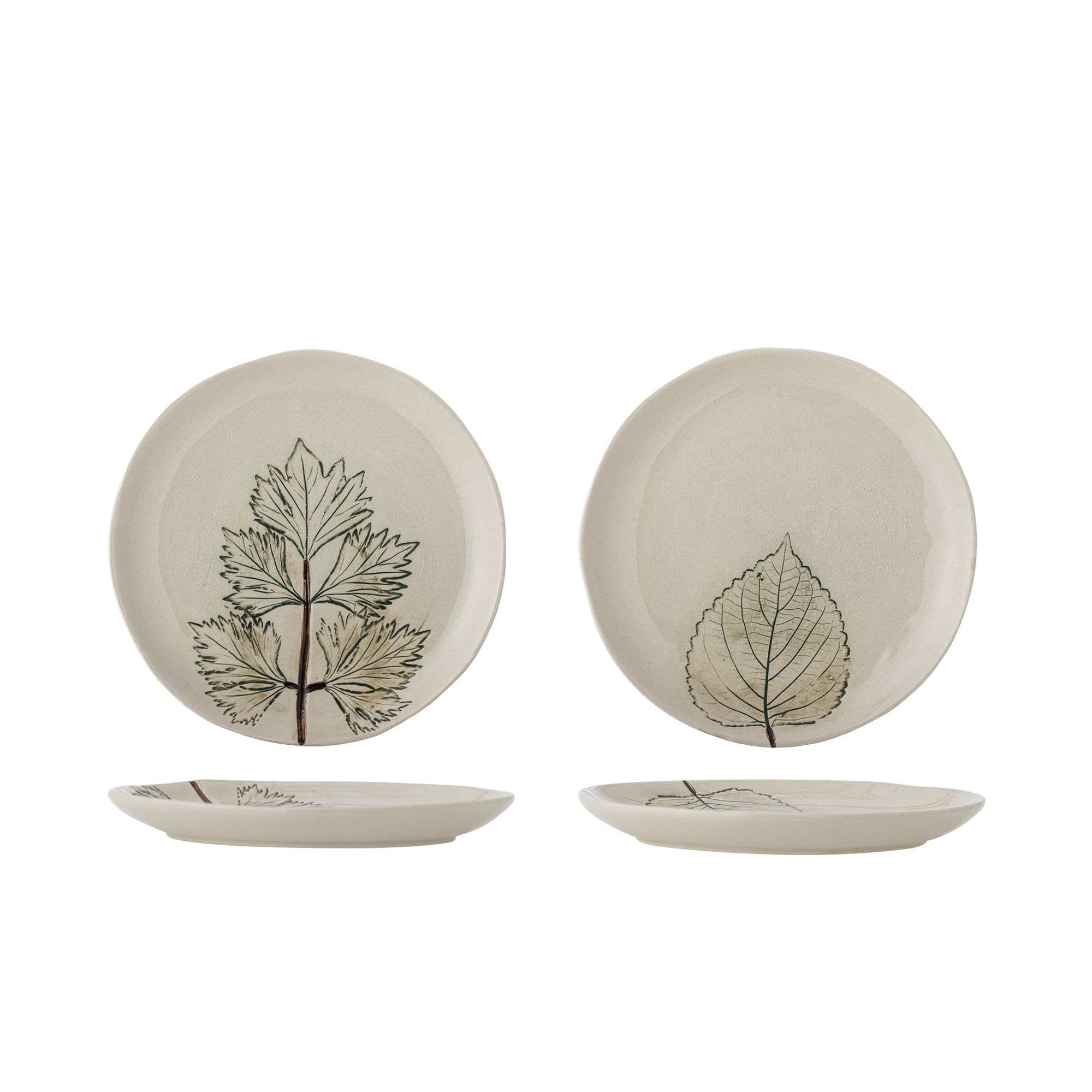 Bloomingville - Aubrin Tallerken, Natur, Stentøj, D21xH1,5 cm, Set of 2