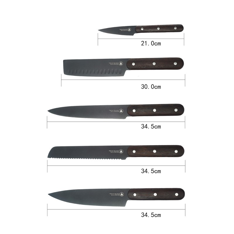 Laguiole Køkkenknive Sort/Wenge 5 dele