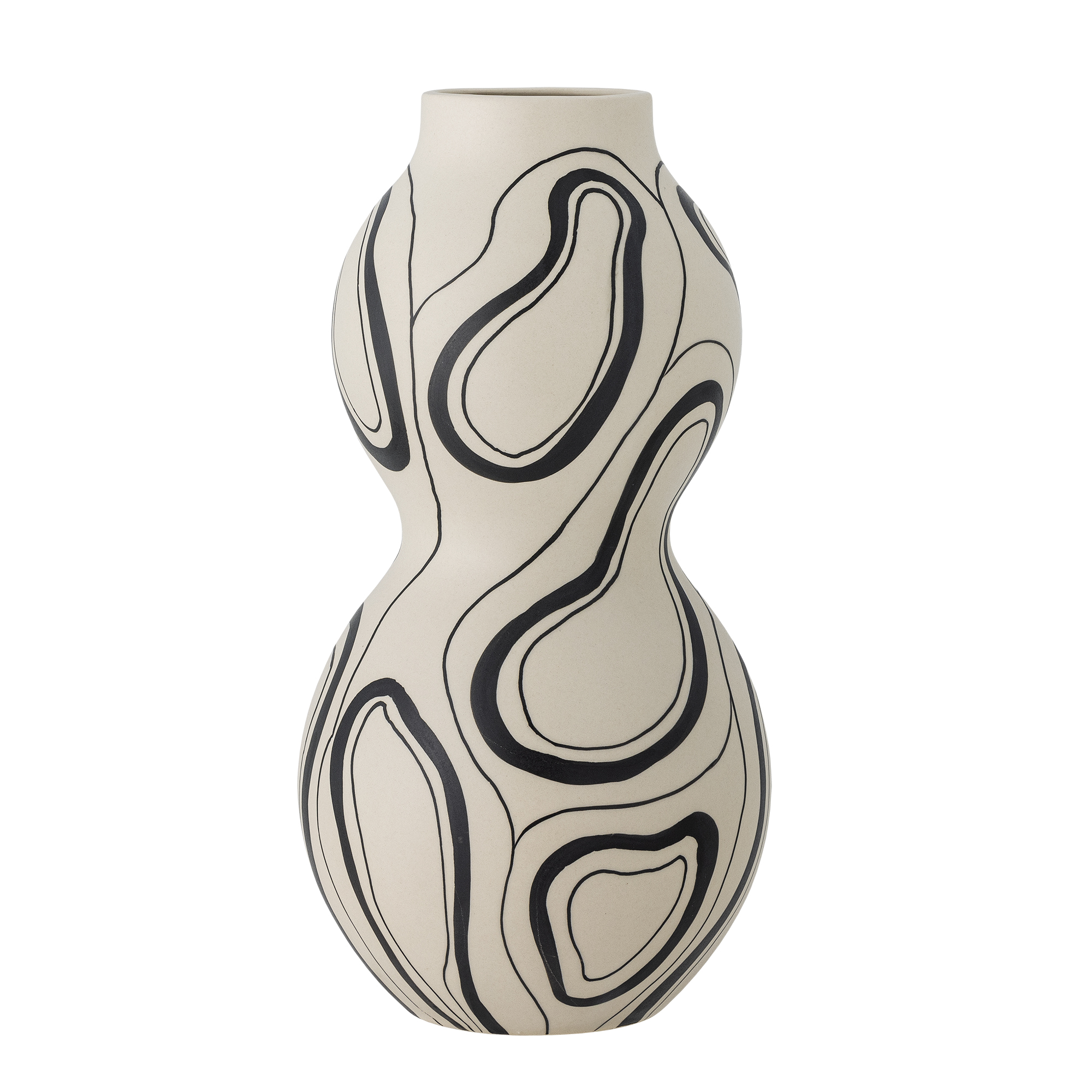Bloomingville - Nicola Vase, Sort, Stentøj, D17,5xH34 cm