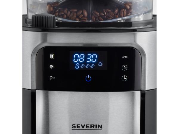 Severin Kaffemaskine m. kværn 1000 watt Stål/Sort