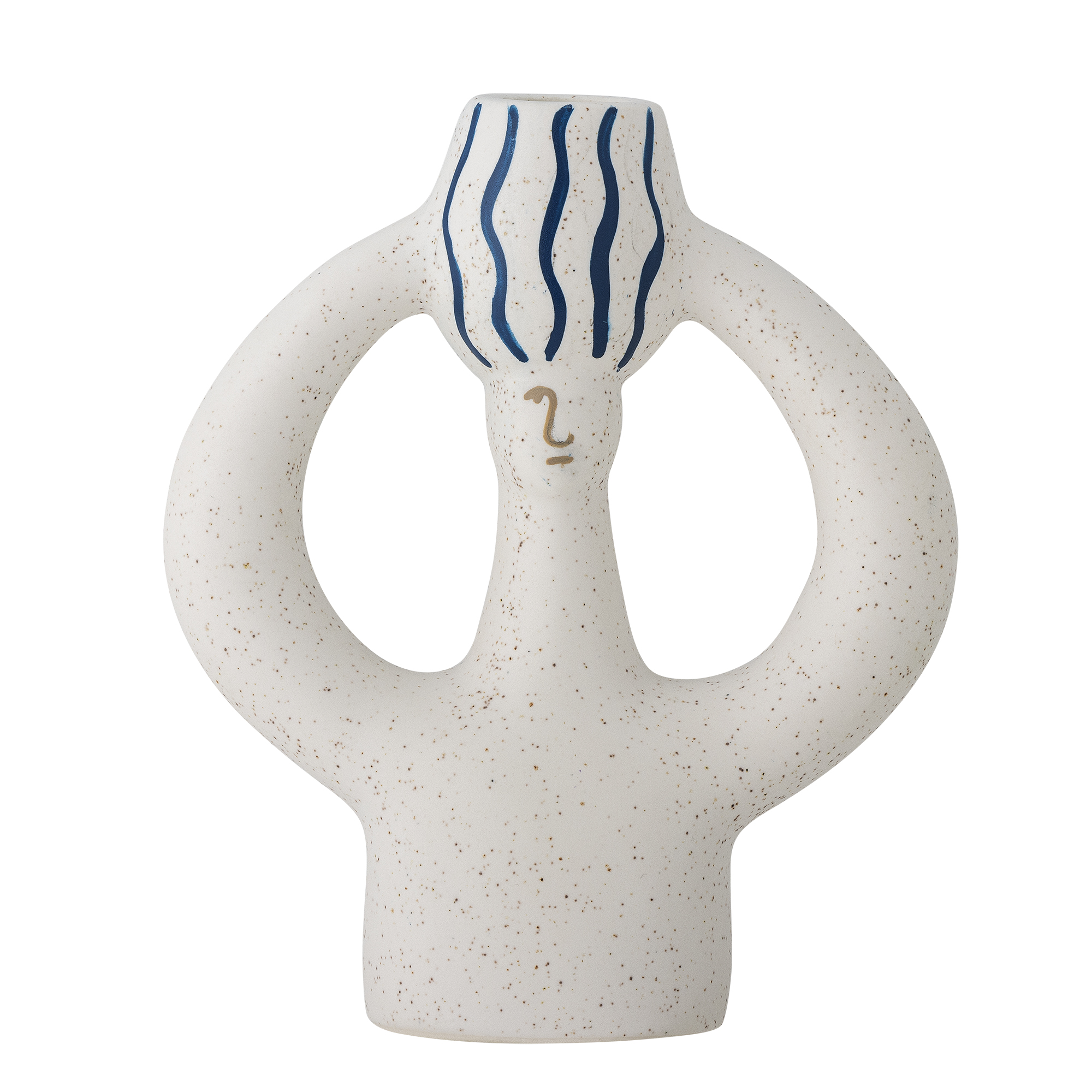 Bloomingville - Hatty Lysestage, Blå, Stentøj, L14xH17xW6 cm