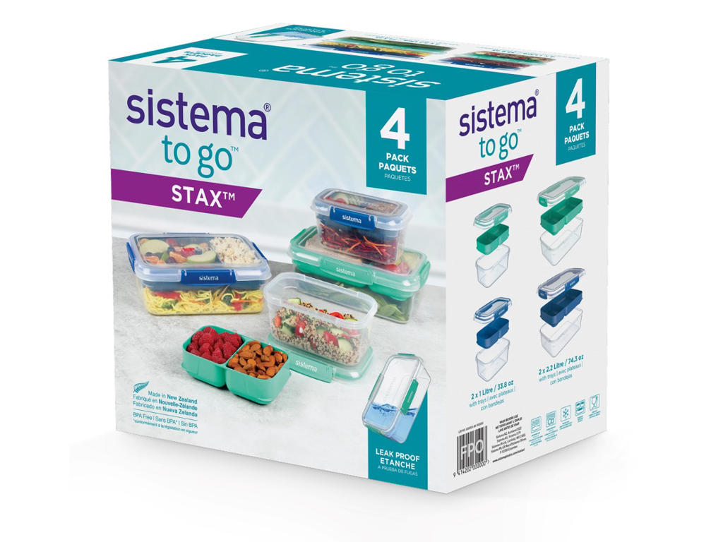 Sistema Club 4 Pack Stax To Go 2x 1L og 2x 2.2L
