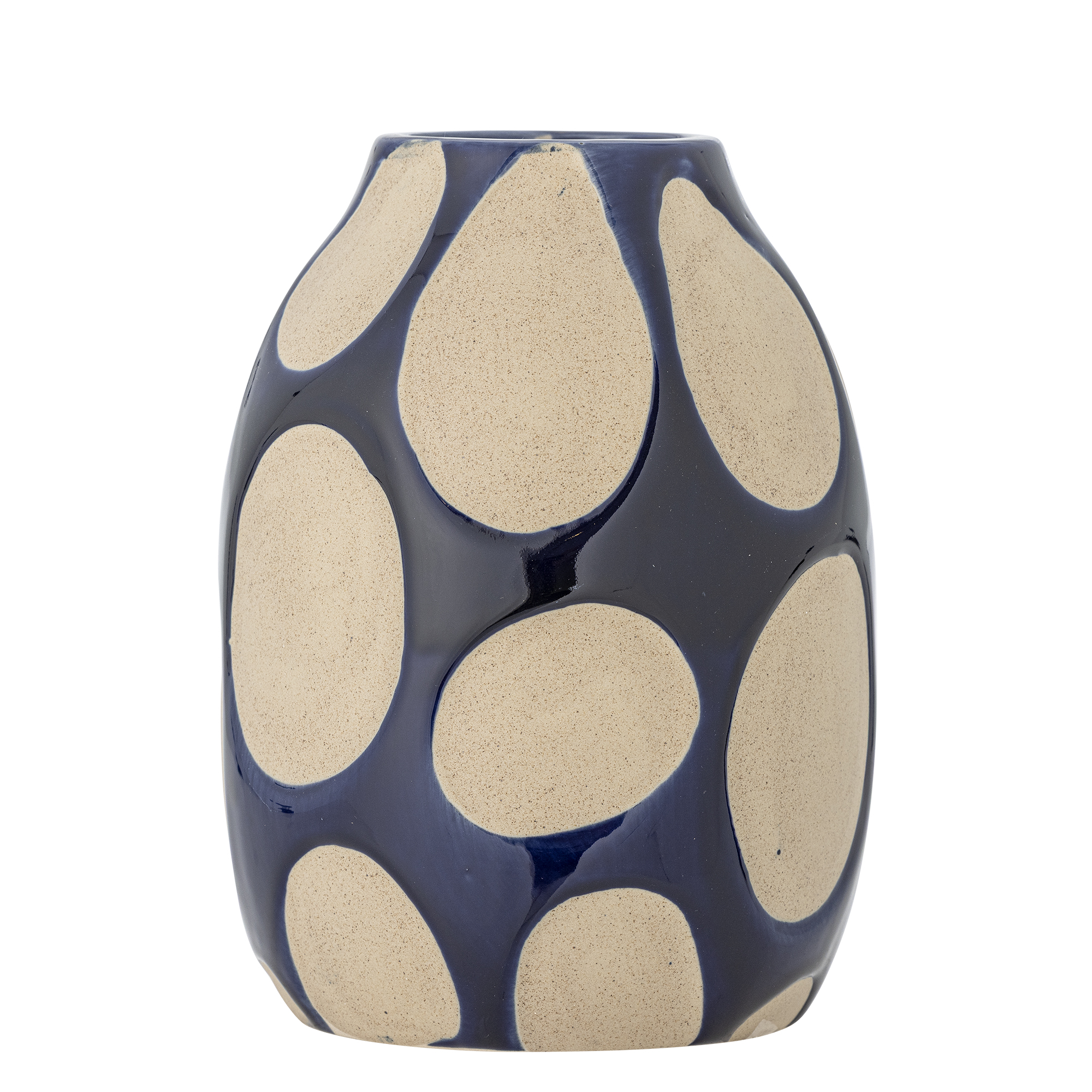 Bloomingville - Bashir Vase, Blå, Stentøj, D14,5xH20 cm