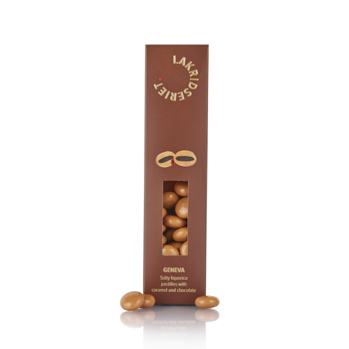 Genevá – Salmiakpastil overtrukket med karamelchokolade – 170g