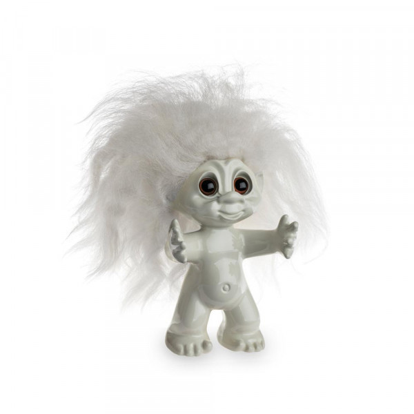 Lykketrold, råhvid/ råhvidt hår, 9 cm*