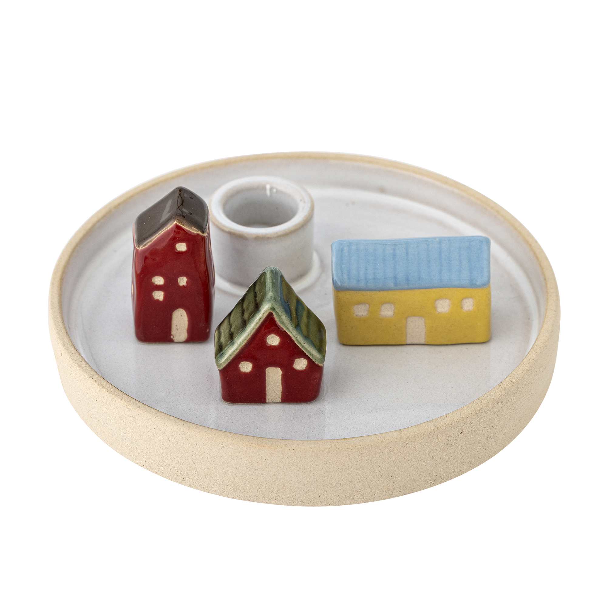 Bloomingville - Coze Lysestage, Hvid, Stentøj, D15,5xH5 cm