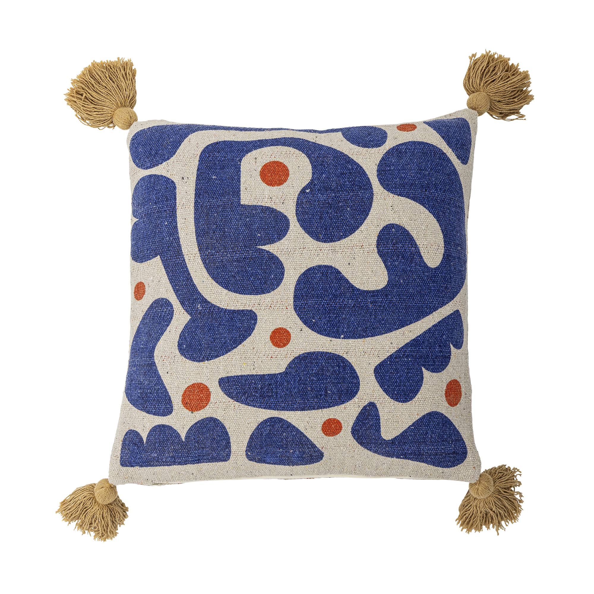 Bloomingville - Eviaya Pude, Blå, Genanvendt Bomuld, L45xW45 cm