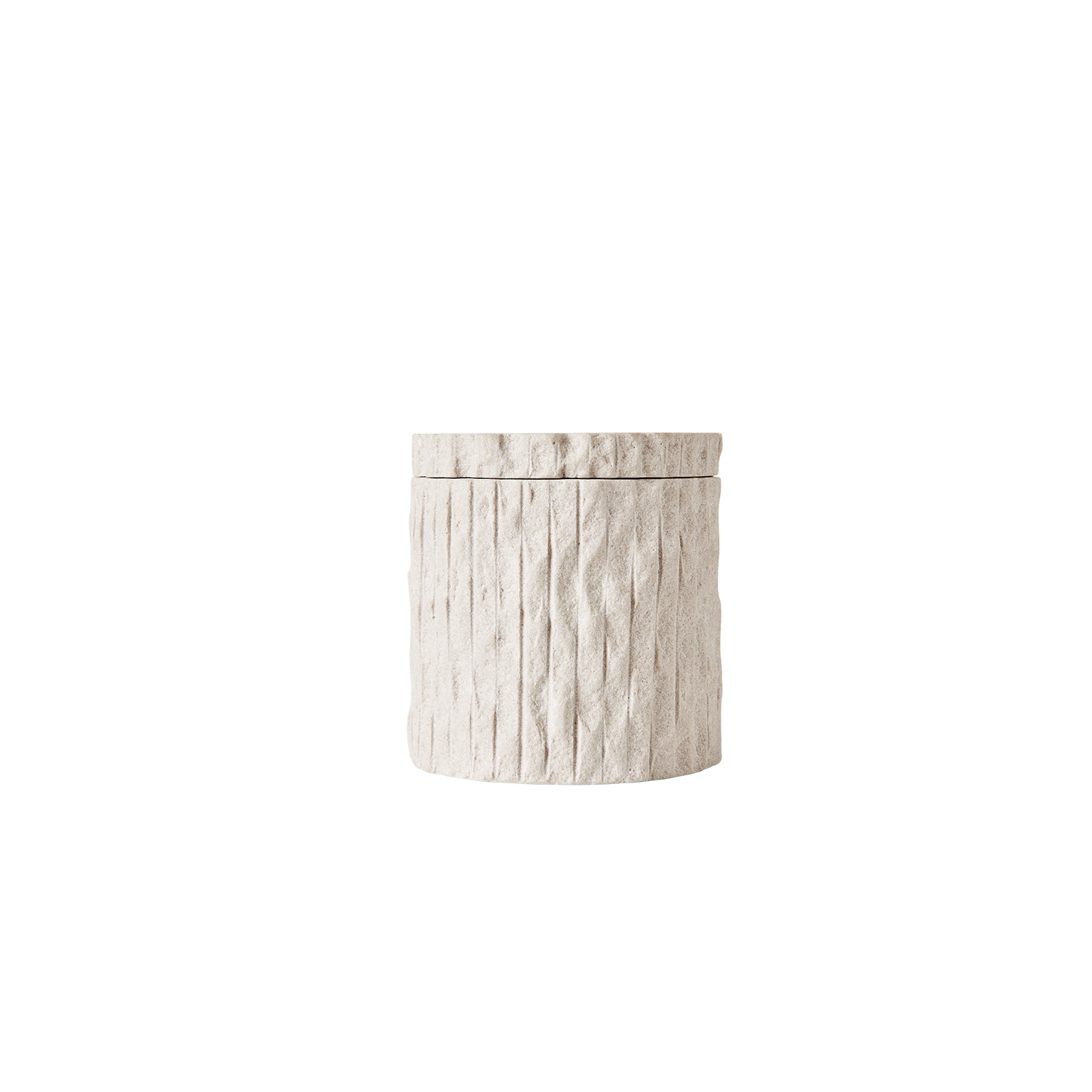 Muubs - Kama Beholder m. Låg - Sand, Ø9,5xH10 cm - Sandsten - Sand