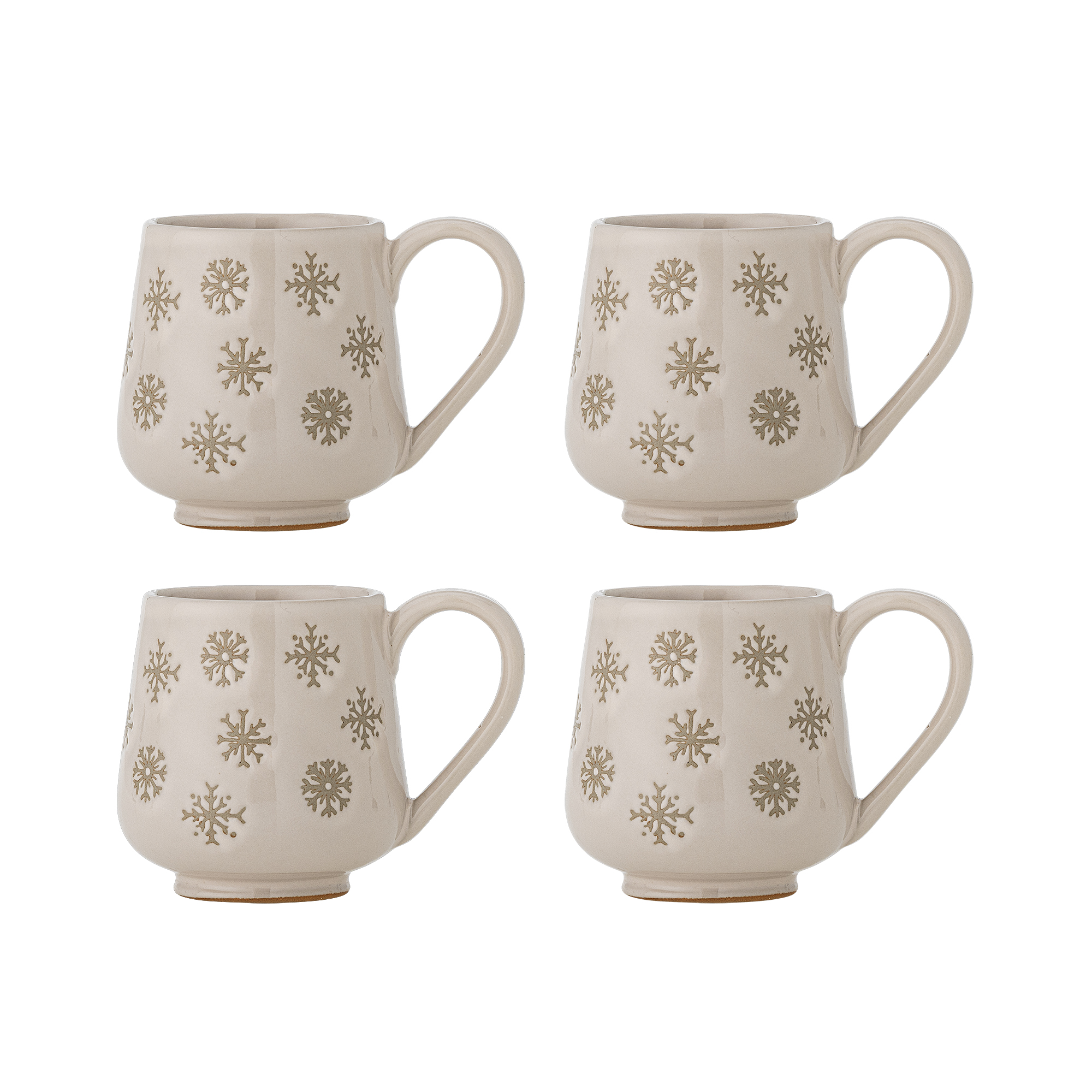 Bloomingville - Snowie Krus, Natur, Stentøj, D8xH9 cm, Set of 4