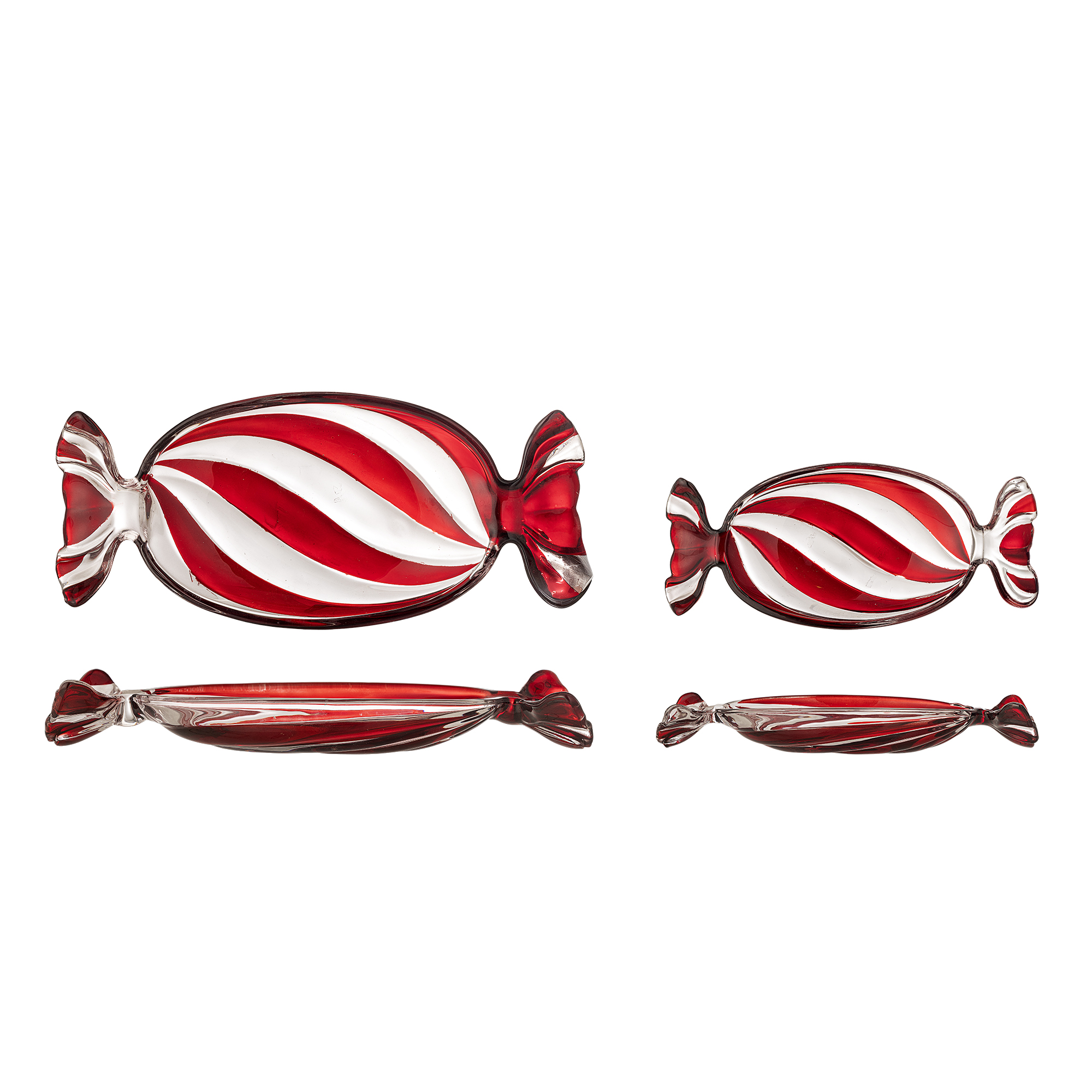 Bloomingville - Sweetie Serveringsfad, Rød, Glas, L24xH3xW10,5/L34xH4xW15 cm, Set of 2