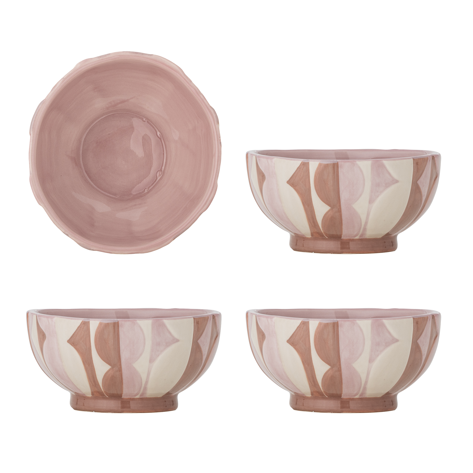 Bloomingville - Saul Skål, Rosa, Stentøj, D12,5xH6 cm, Set of 4