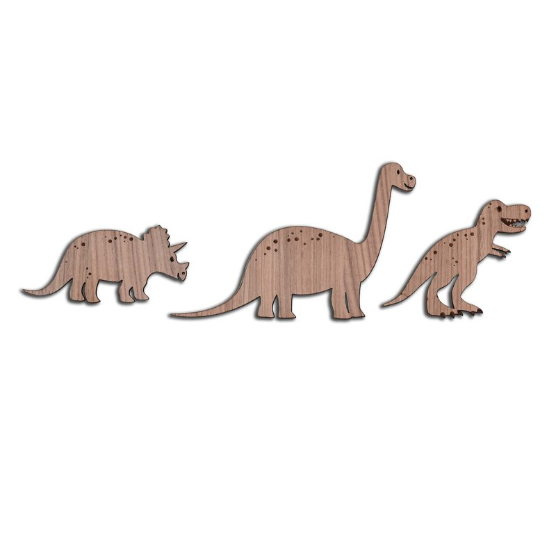 Dinosaurer, 3 stk., Valnød, S