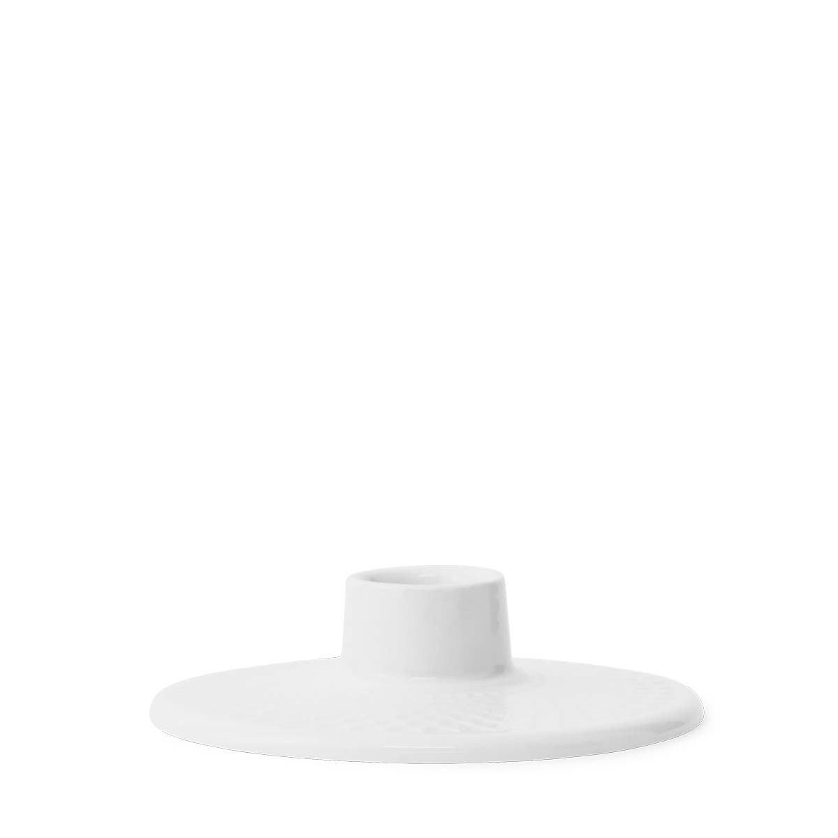 Billede af Lyngby Porcelæn - Rhombe Kronelysestage Ø10,5 cm hvid porcelæn