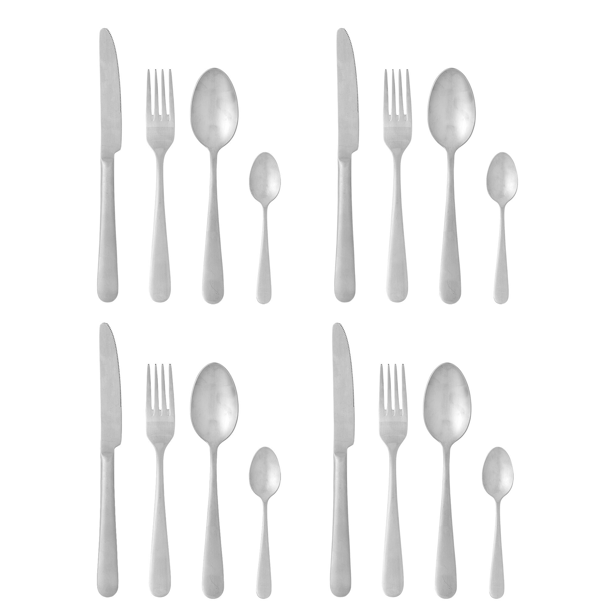 Bloomingville - Karma Bestik, Sølv, Rustfri Stål, K:L24/F:L21/S:L21,2/TS:L13,8 cm, Set of 16