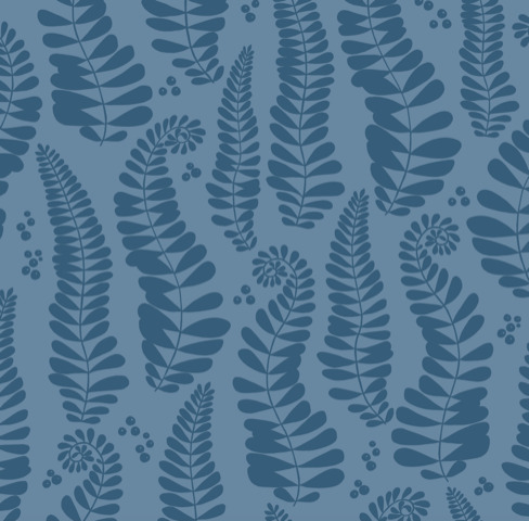 Engholm Textiles - Akryldug med antiskrid Fern Blue Notes by Susanne Schjerning