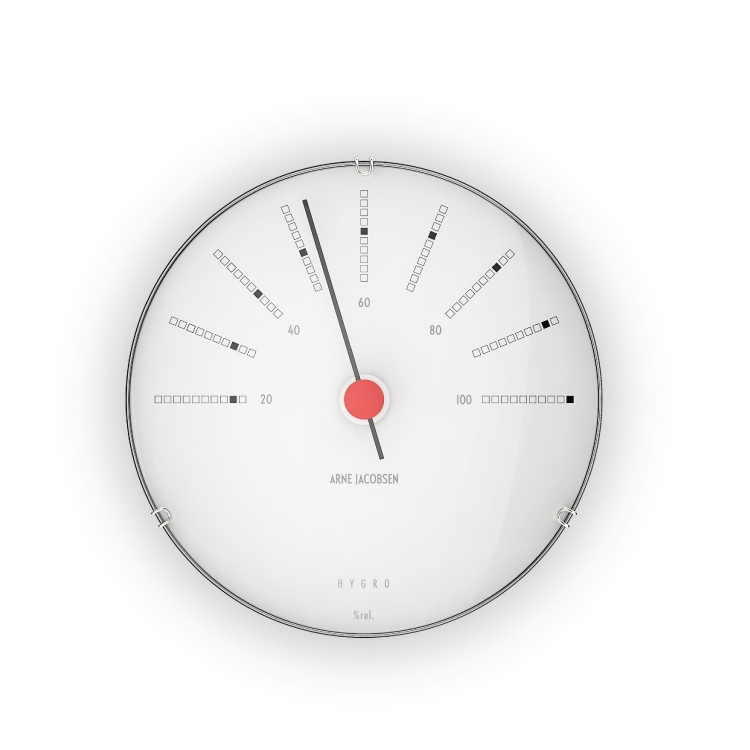 Arne Jacobsen Bankers Hygrometer Ø12 cm hvid/sort/rød Arne Jacobsen Bankers Hygrometer Ø12 cm hvid/sort/rød