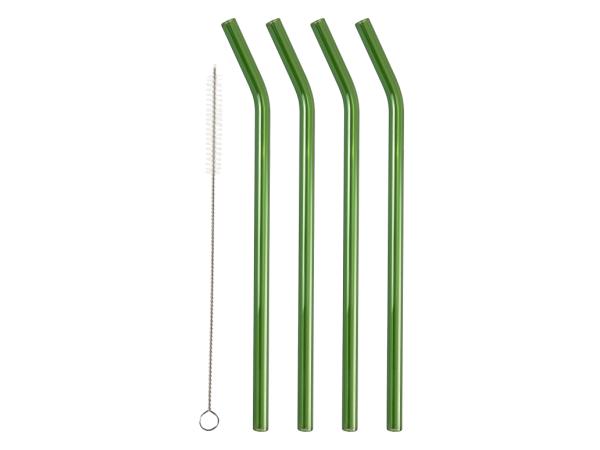 Sugerør med knæk 21,5 cm 4 stk. Grøn Glas Sugerør med knæk 21,5 cm 4 stk. Grøn Glas