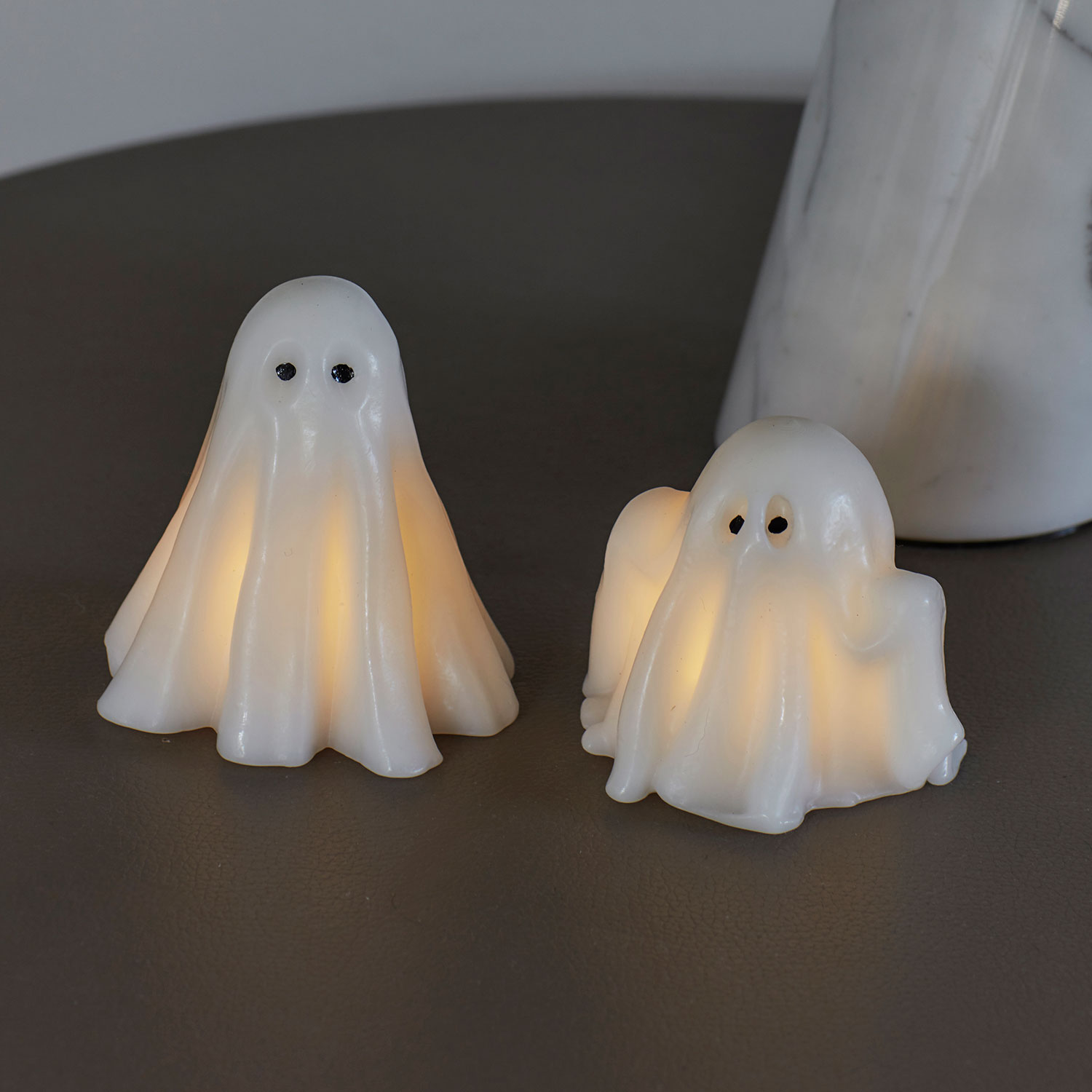 Sirius - Ghost Spøgelse, 2 stk, sæt, 8x7.7xH9 & 8.5x7.8xH7.5cm, Hvid