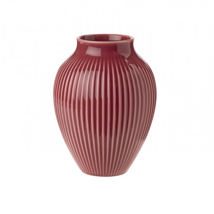 Knabstrup, vase, riller bordeaux, 12,5 cm*