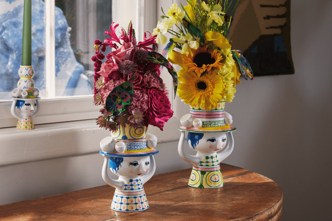 Wiinblad Dame med hat Vase H24.5 cm grøn