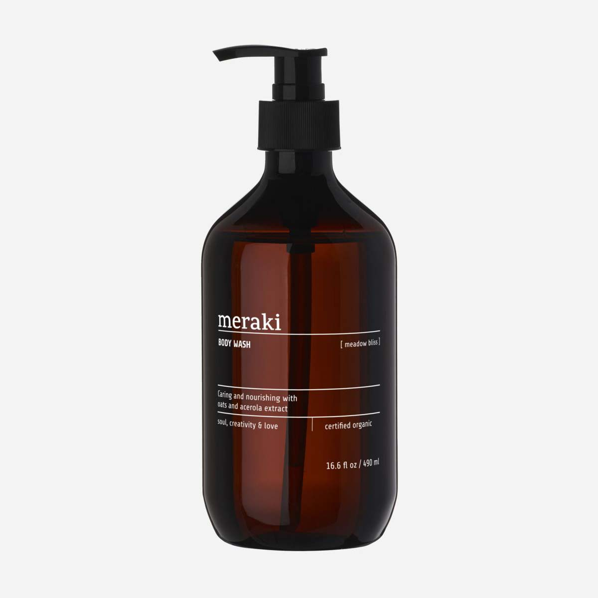Bodywash Meraki Meadow Bliss 490 ml - COSMOS økologisk kropsvask med havreekstrakt, glycerin & aloe vera