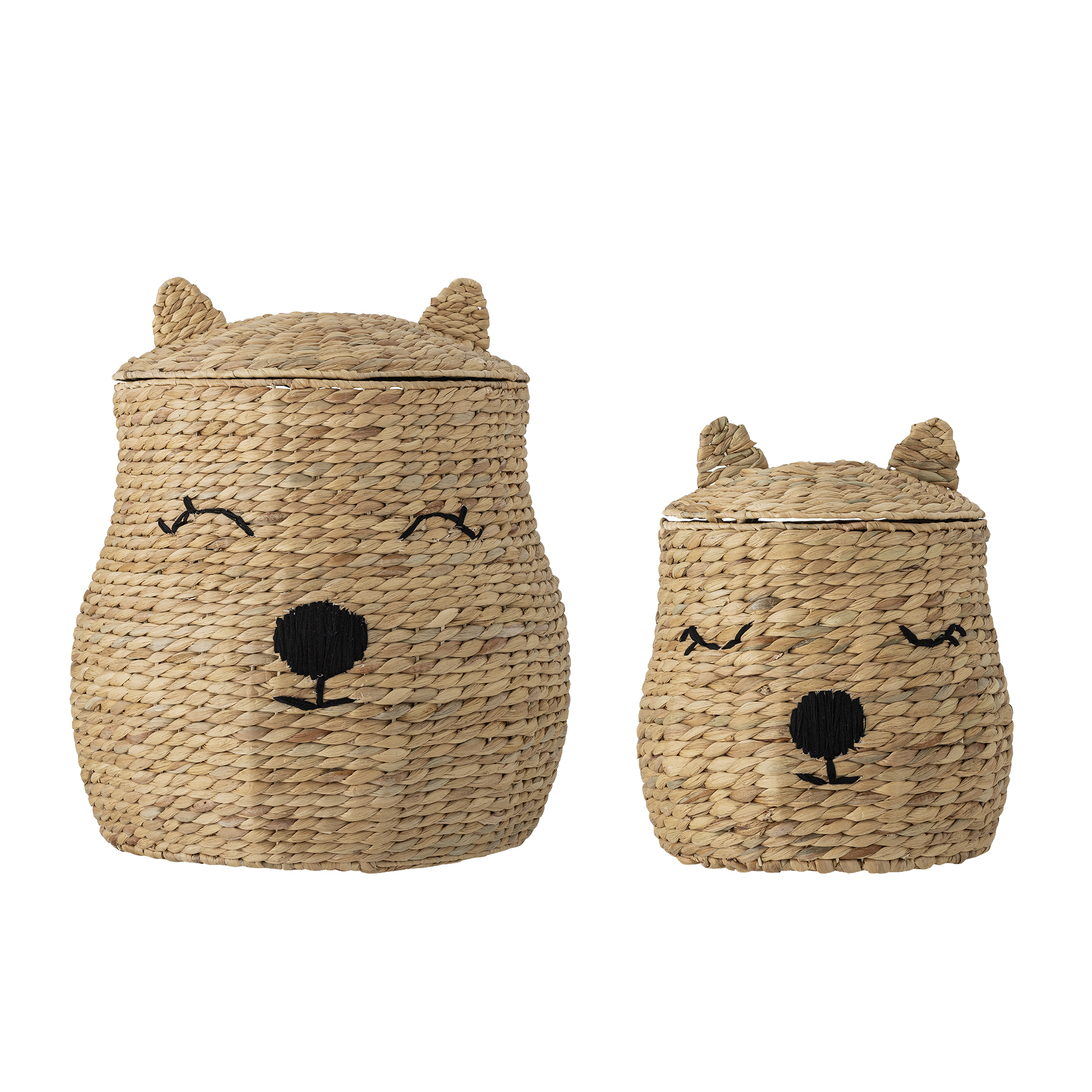 Bloomingville - Berny Kurv m/låg, Natur, Vandhyacint, D46xH50 cm/D32xH43 cm, Set of 2