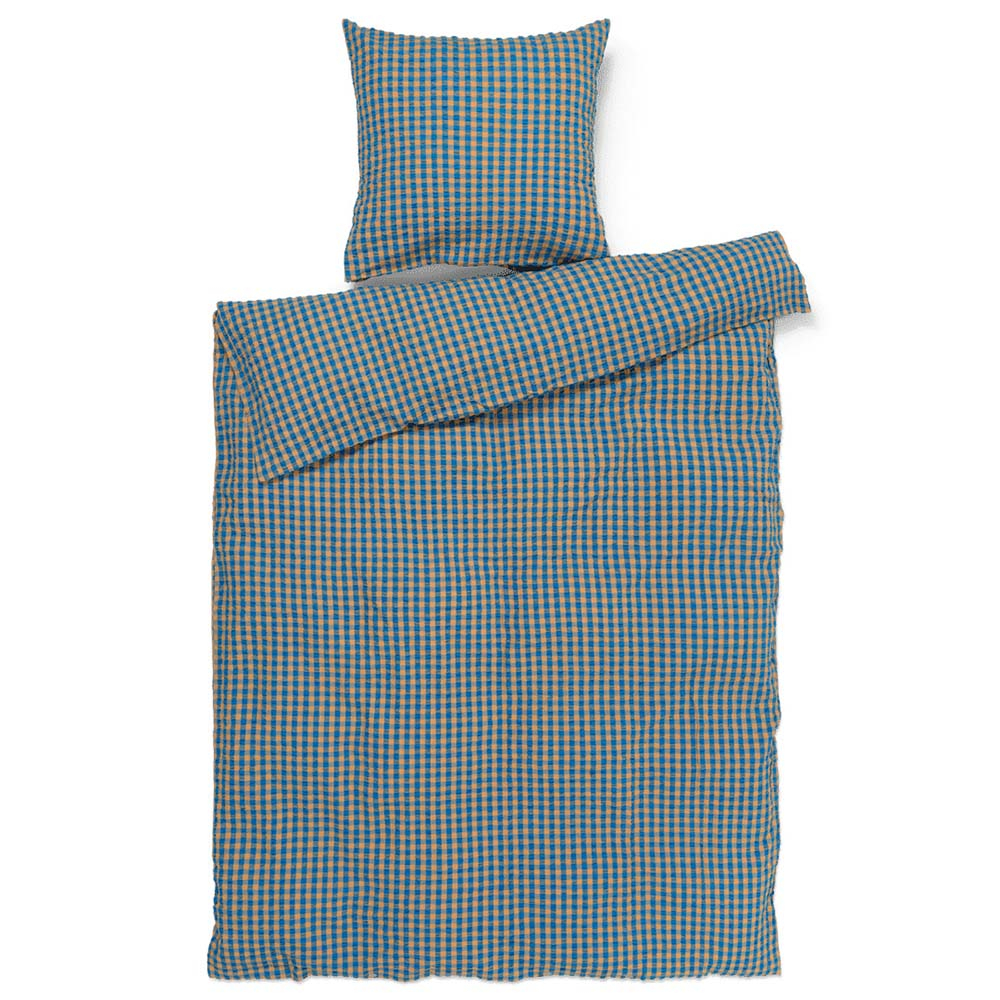Bæk&Bølge Sengetøj 140x220 cm blå/okker Bæk&Bølge Sengetøj 140x220 cm blå/okker