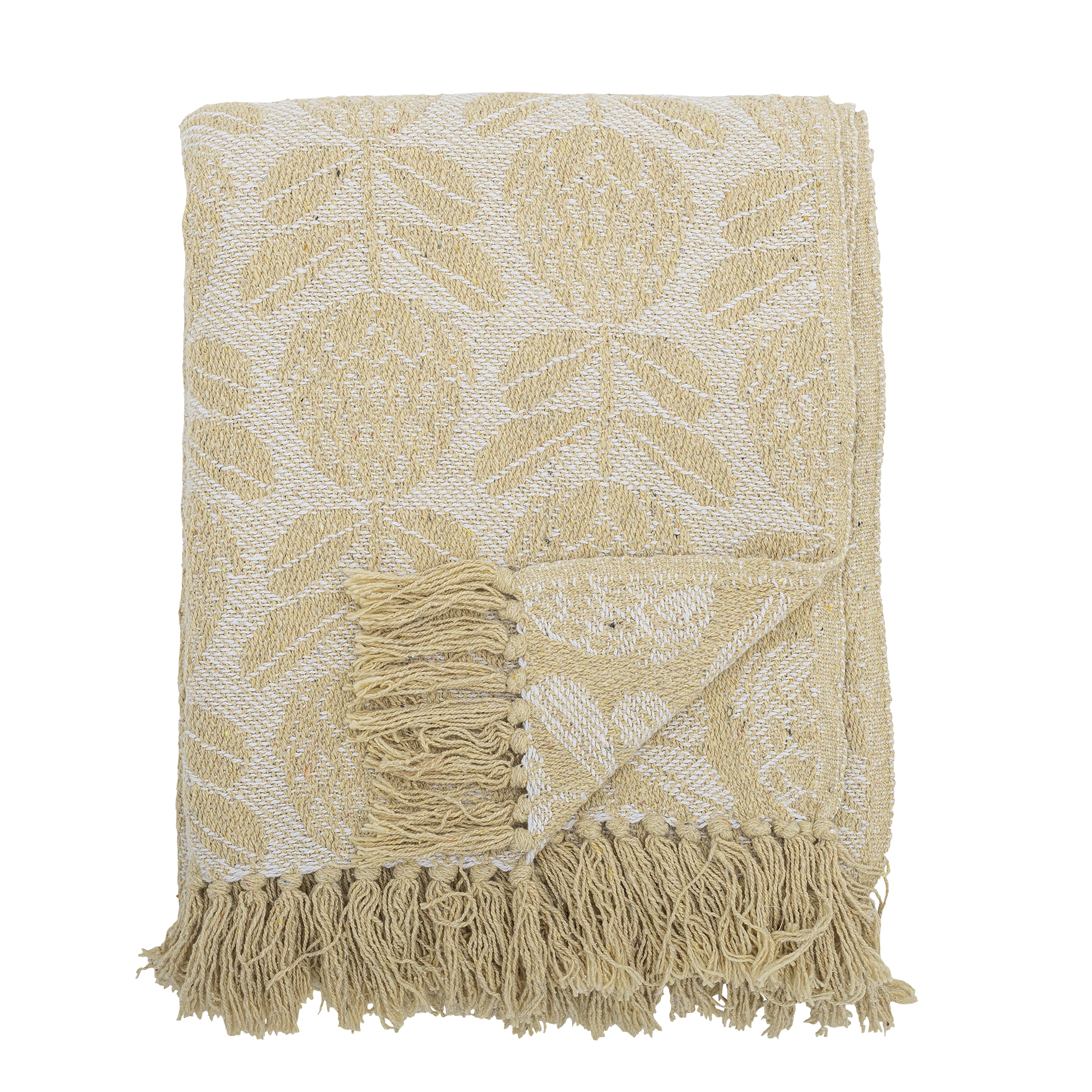 Bloomingville - Pratello Plaid, Gul, Genanvendt Bomuld, L160xW130 cm