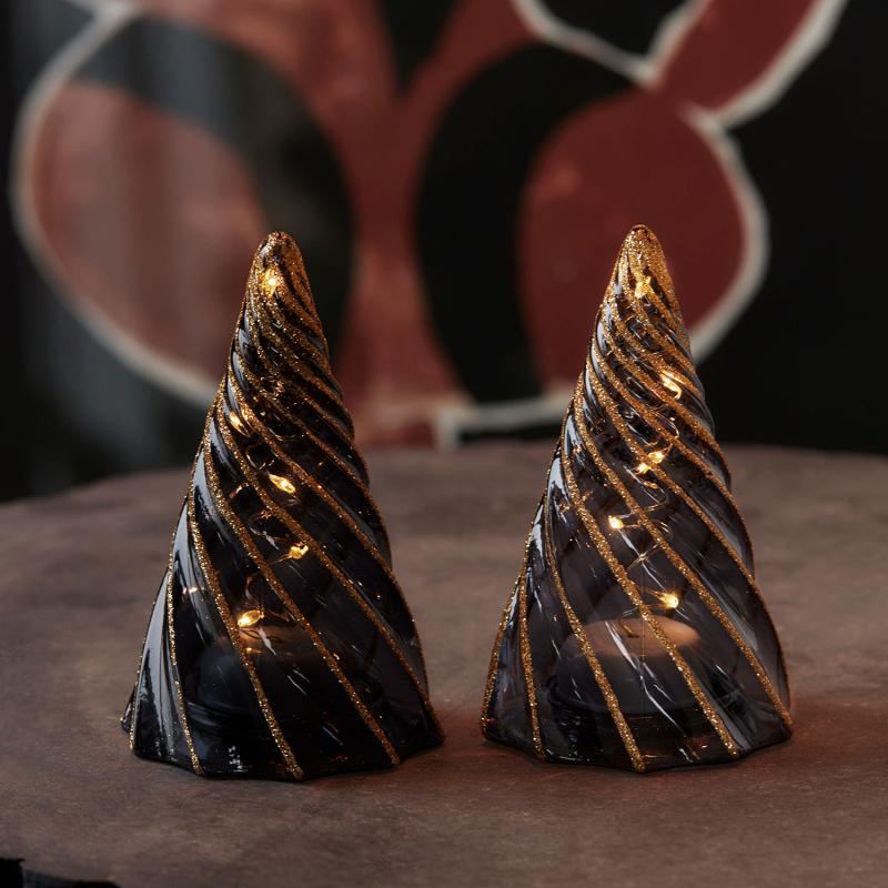 Sirius - Vilma Træ 2 stk, Sort/Guld, Ø6 x H11 cm