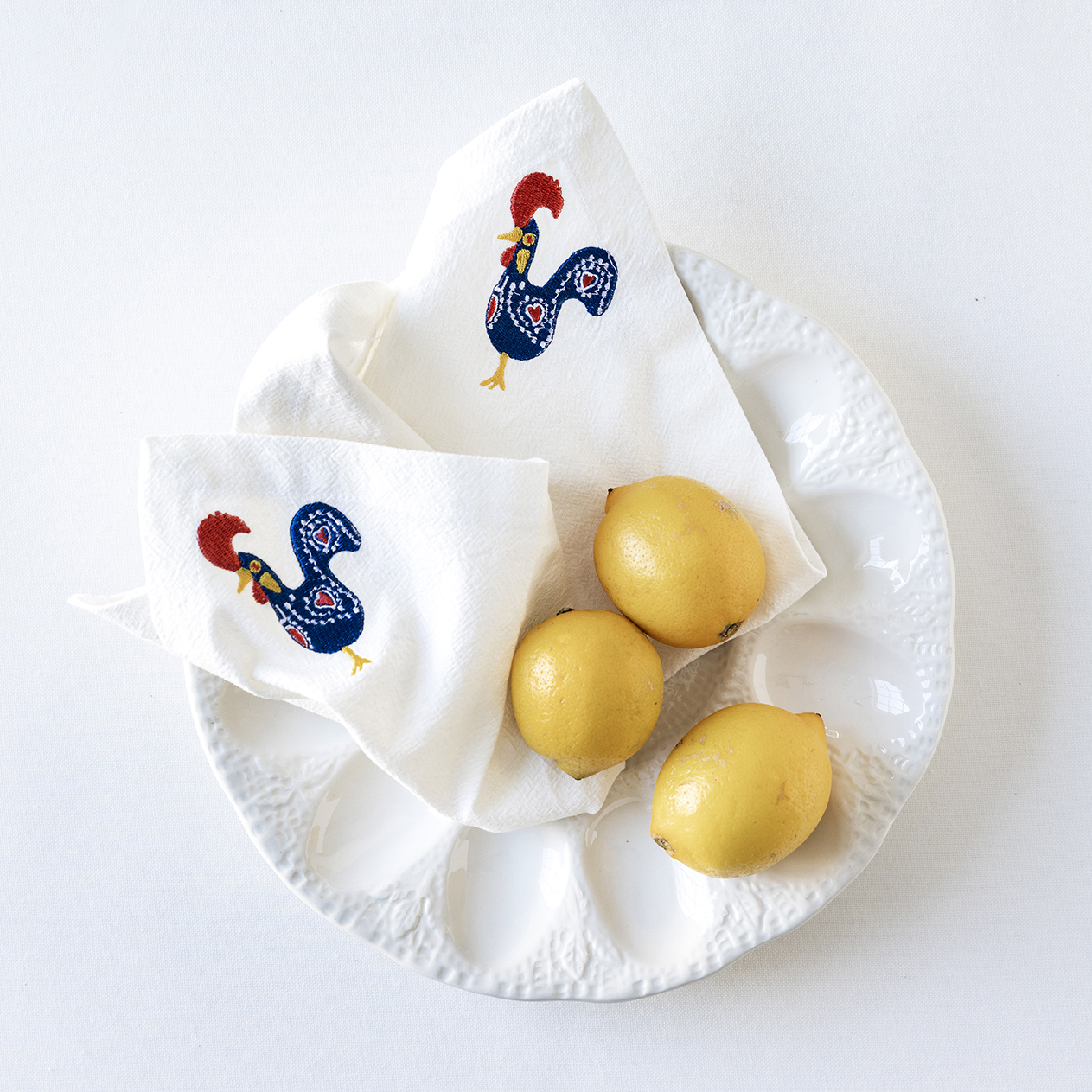 Langkilde & Søn - Serviet med broderet hane