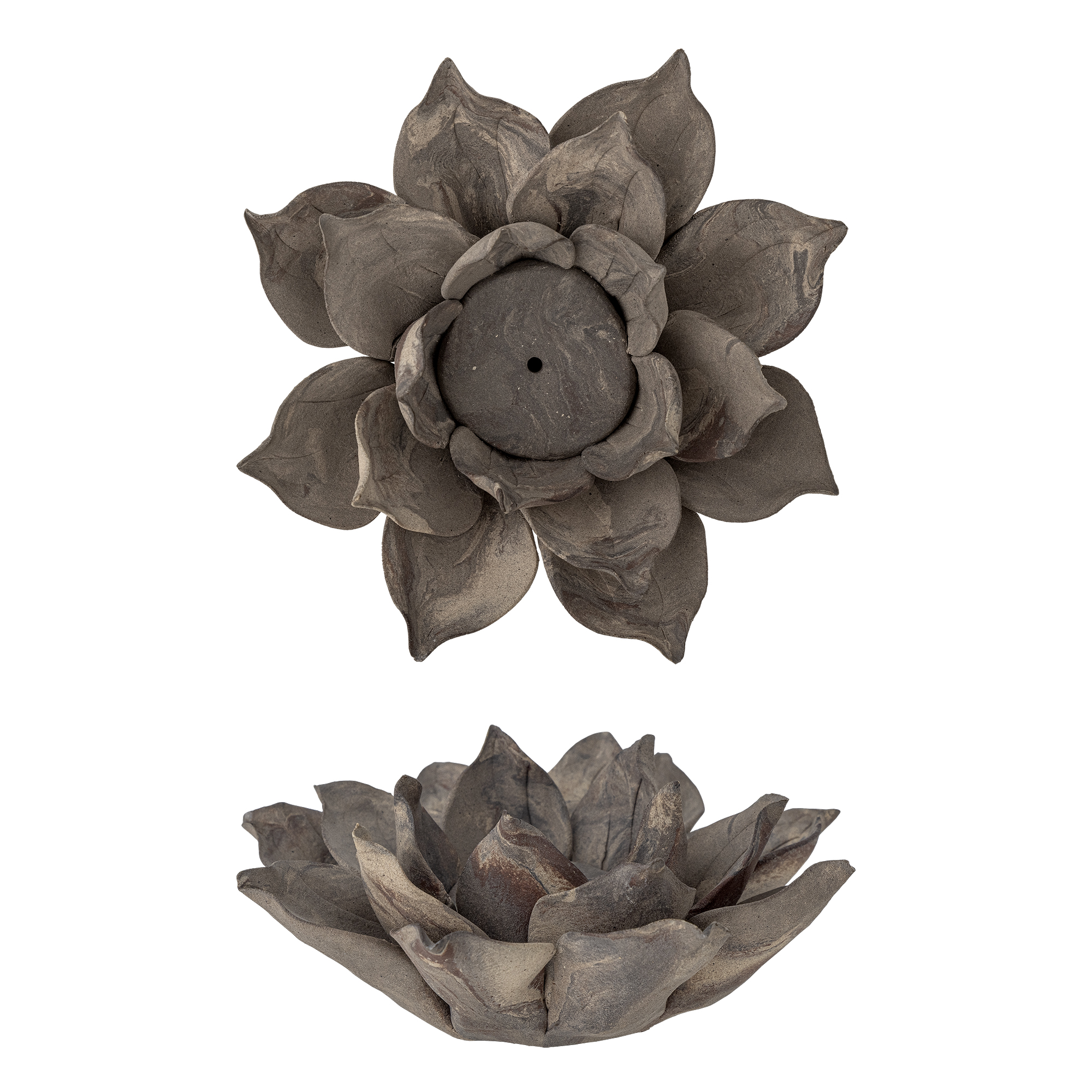 Bloomingville - Eira Fyrfadsstage, Brun, Stentøj, D13xH5,5 cm