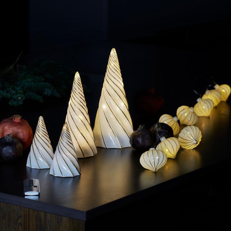 Sirius - Vilma Træ, Hvid/Guld, Ø9.5 x H19 cm billede