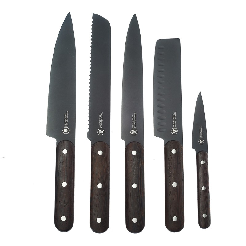 Laguiole Køkkenknive Sort/Wenge 5 dele