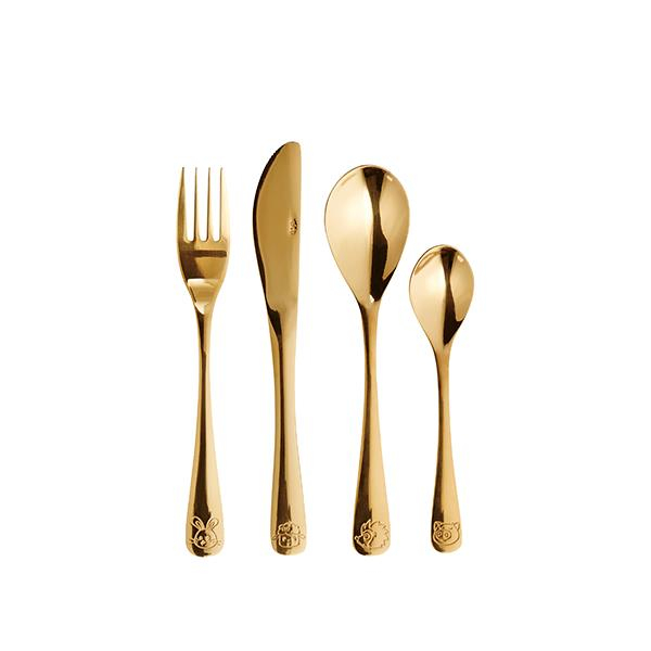 aida mini - børnebestik 4 dele sæt guld aida mini - børnebestik 4 dele sæt guld