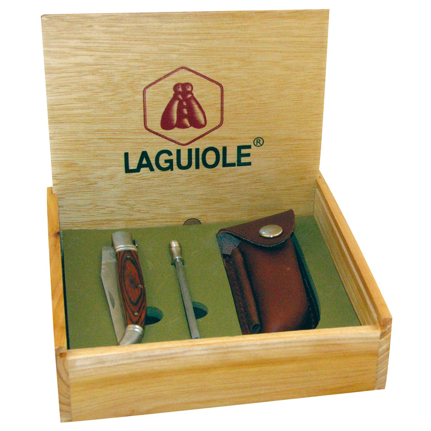 Laguiole Lommekniv med slibestål og læderetui