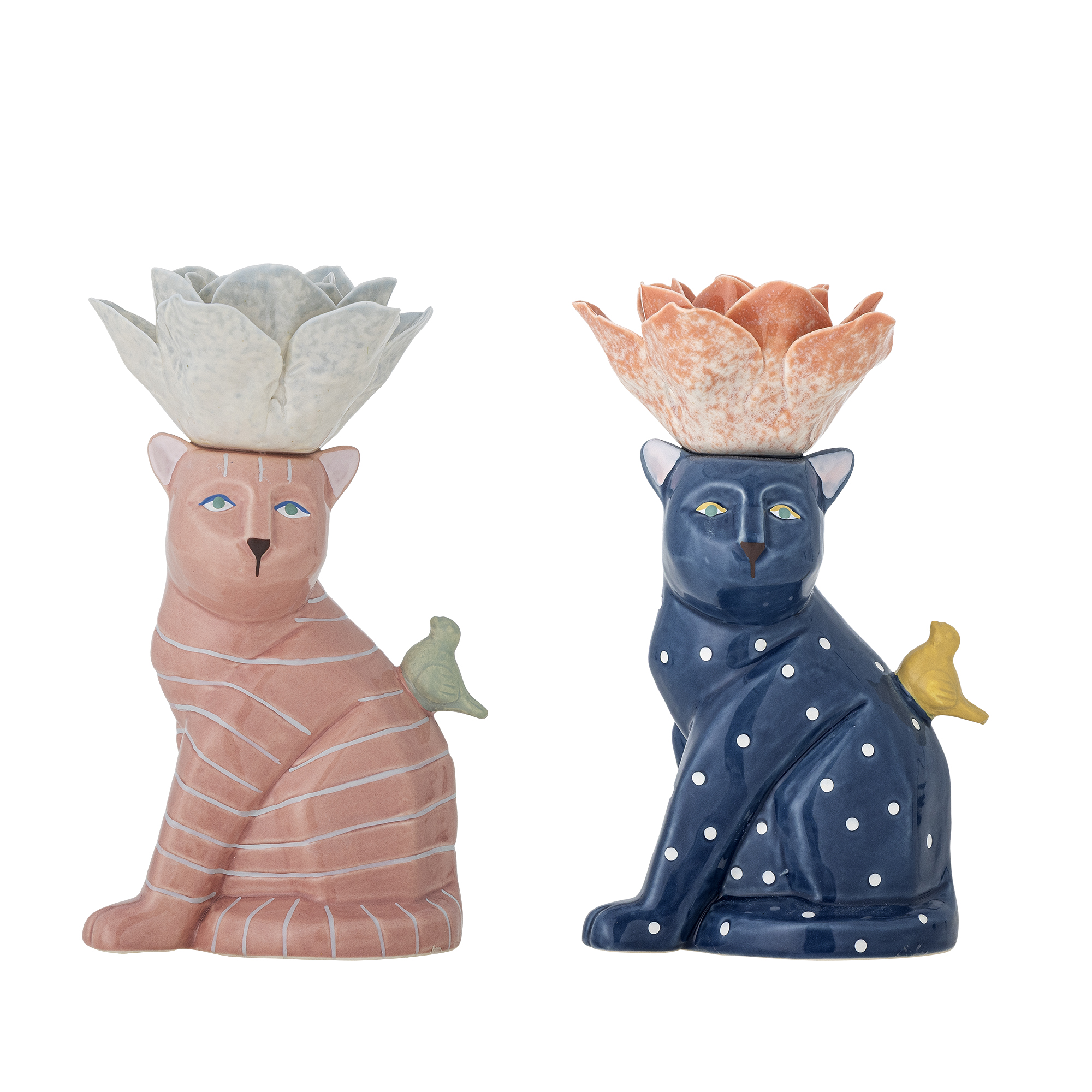 Bloomingville - Eri Lysestage, Multifarvet, Stentøj, L9,5xH17xW9 cm, Set of 2