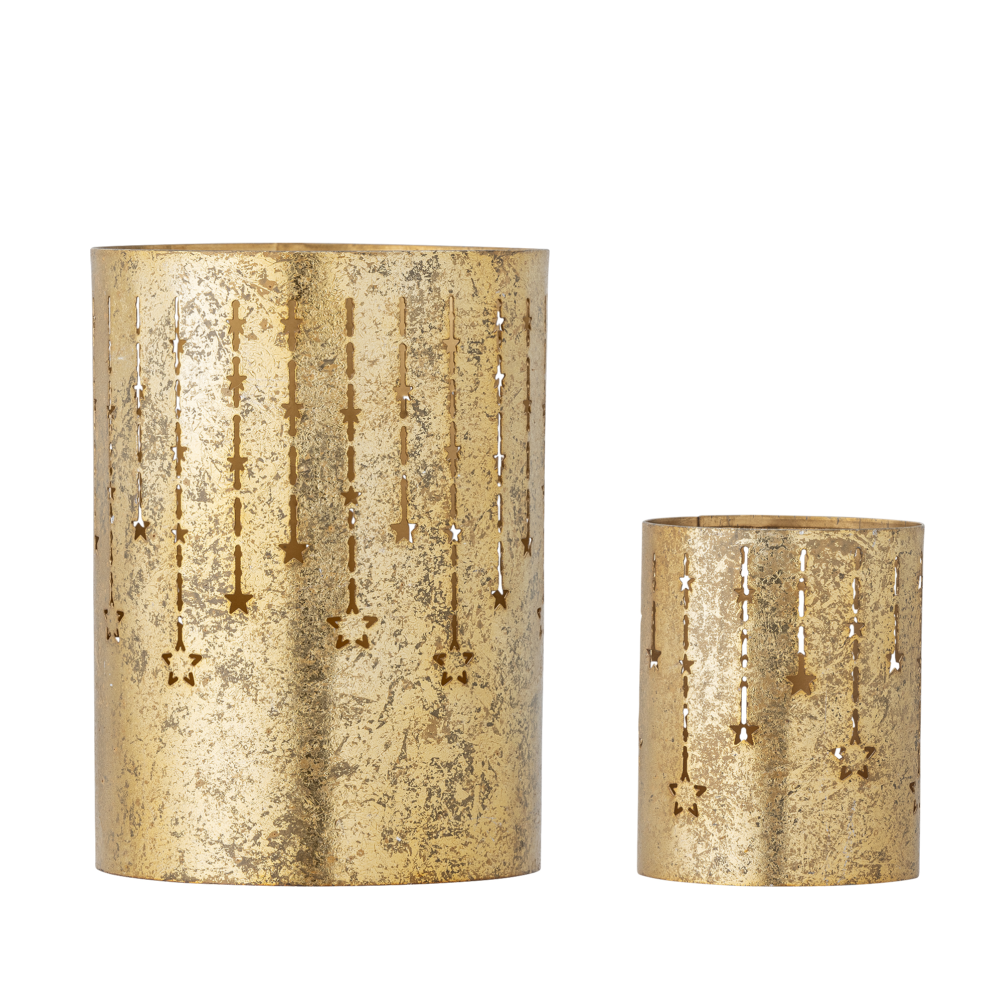 Bloomingville - Mista Fyrfadsstage, Guld, Metal, D7,5xH10/D12,5xH17,5 cm, Set of 2