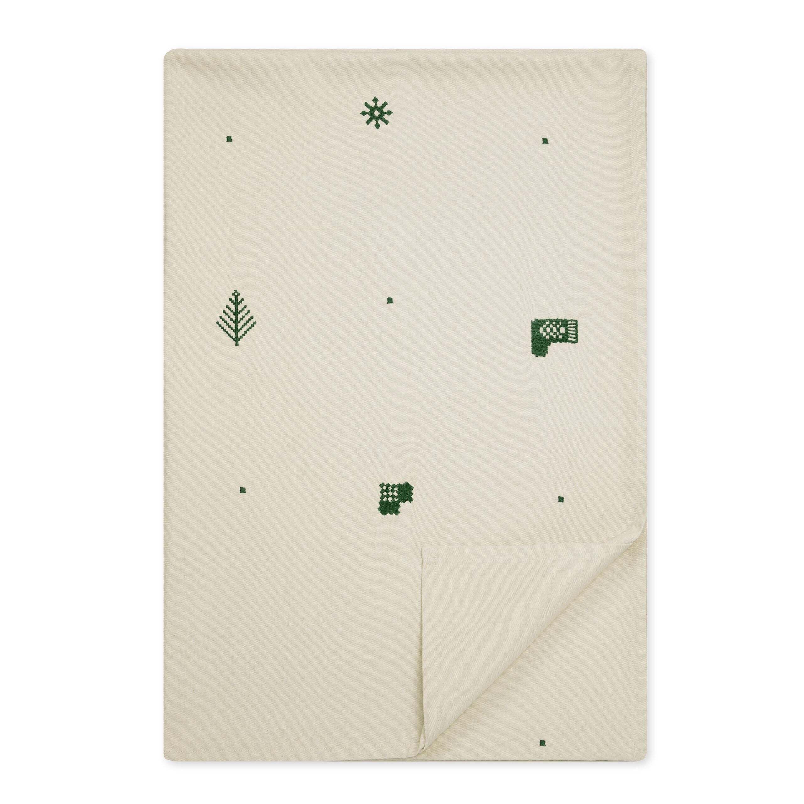 Engholm Textiles - Broderet Juledug, Julia, Grøn, 140x220cm