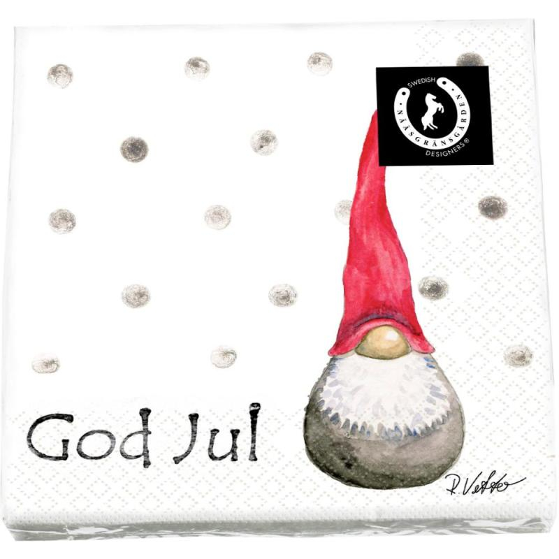 Nääsgränsgården - Santa High Hat servietter, santa white