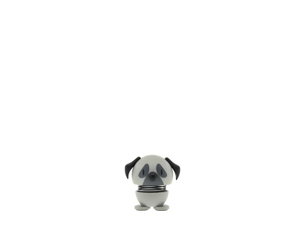 Hoptimist - Mops Hund 4,4x4,8x4,9 cm, Mini, Grå