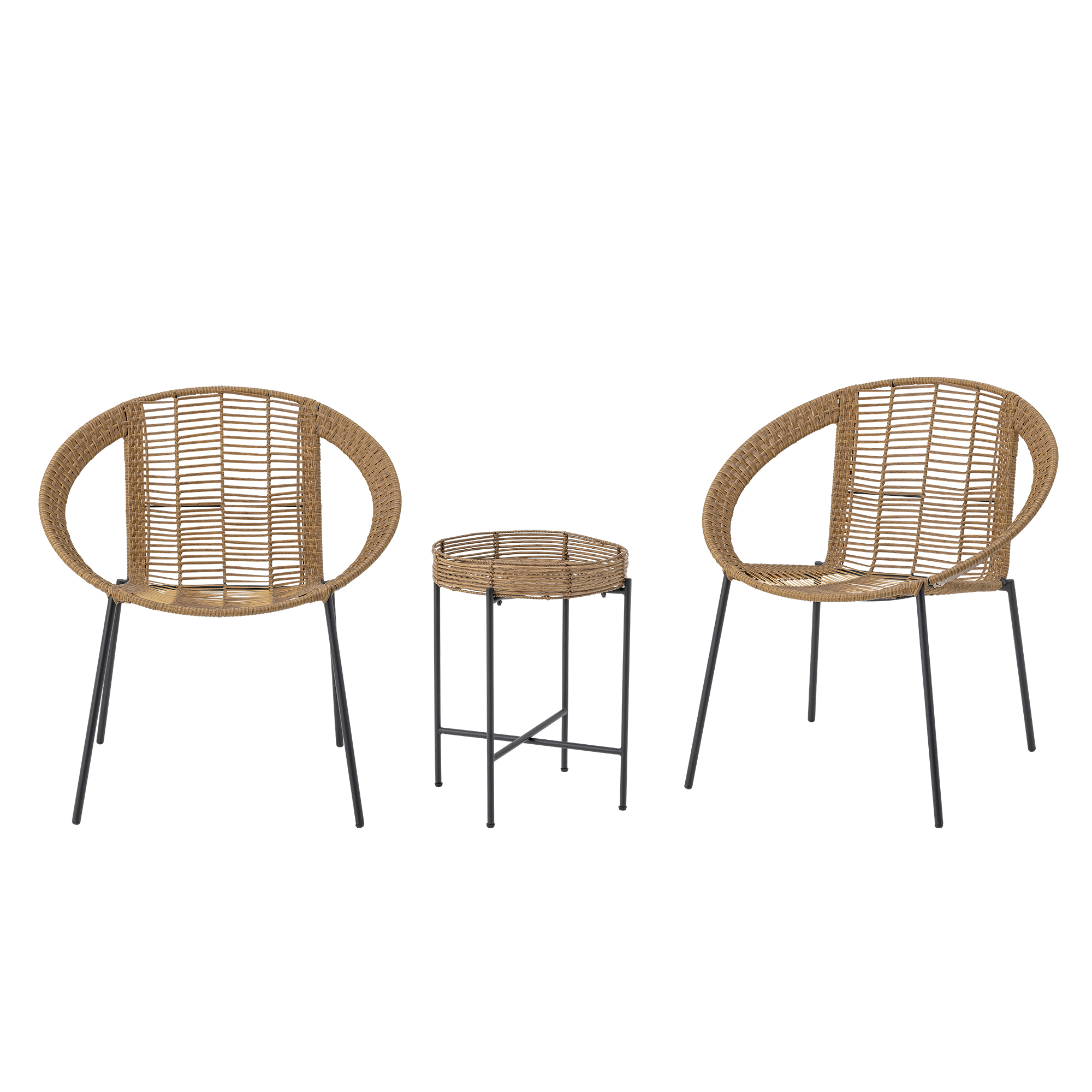 Bloomingville - Dudine Lounge sæt, Natur, Polyrattan, T:D38xH50 cm./C:L62,5xH75xW70cm, Set of 3 billede