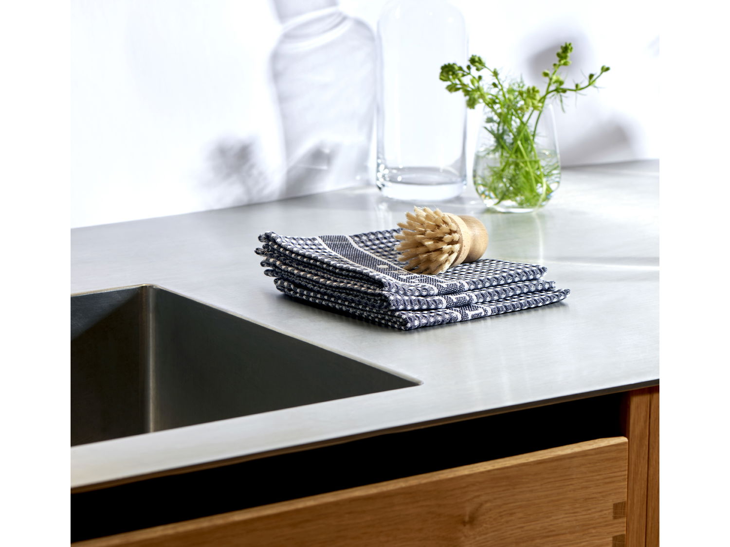 Karklude Pillivuyt 32x32 3 stk. Blå/Hvid 100% bomuld