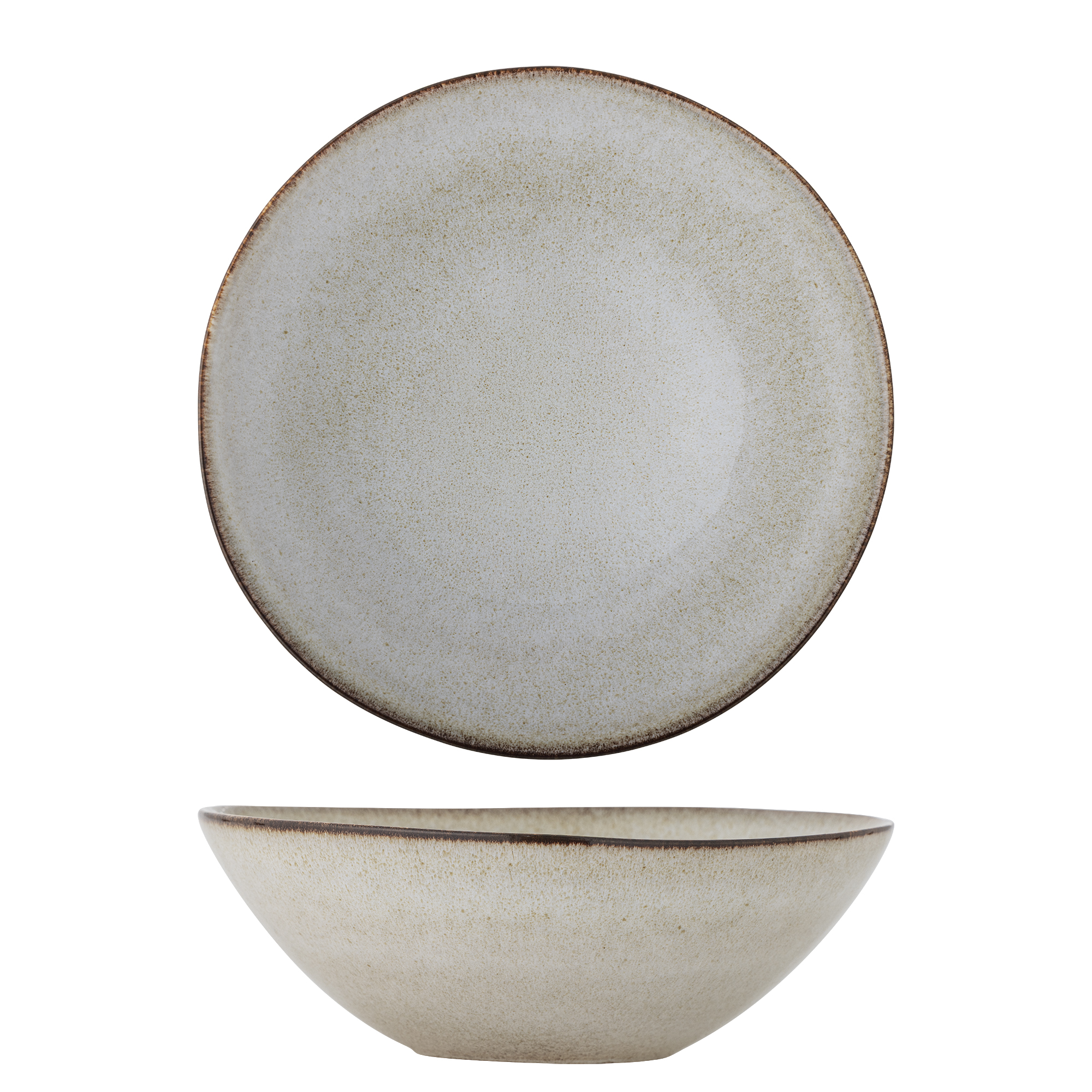 Bloomingville - Sandrine Skål, Natur, Stentøj, D26,5xH9,5 cm