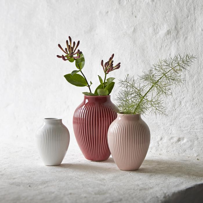 Knabstrup, vase, 3-pak, riller, bordeaux*