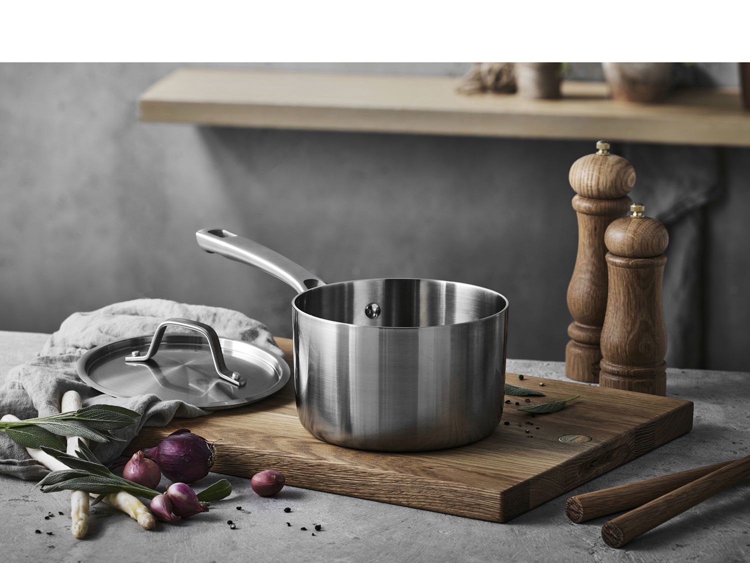 Pillivuyt Gourmet Divette Kasserolle med låg 16 cm, Silver metallic