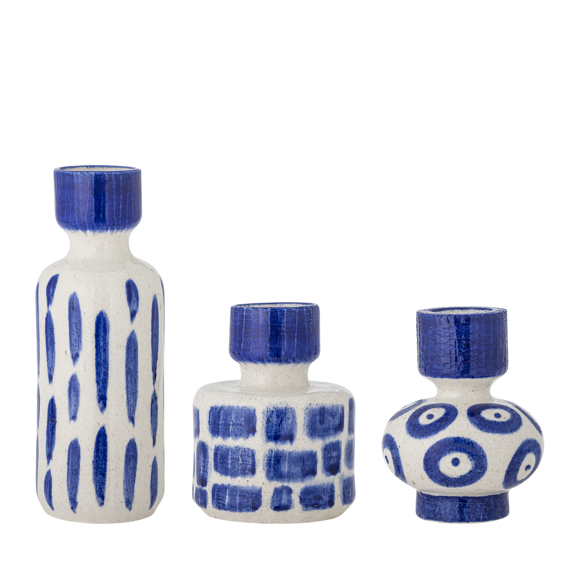 Bloomingville - Romane Vase, Blå, Stentøj, D11,5xH15,5/D12xH15,5/D10xH26 cm, Set of 3 billede