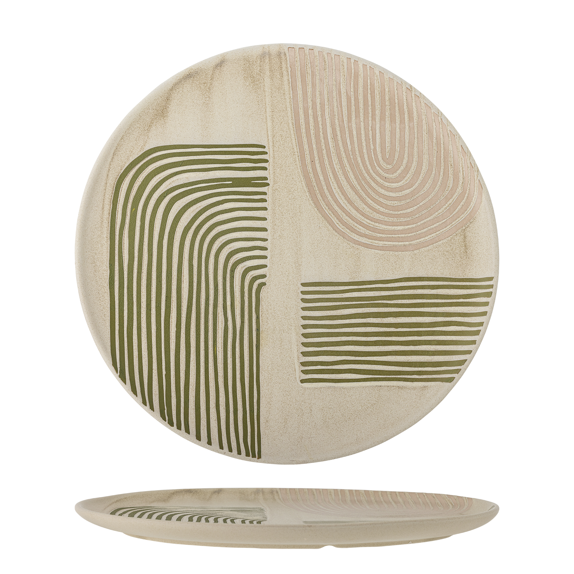 Bloomingville - Amica Serveringsfad, Multifarvet, Stentøj, D39xH2,5 cm